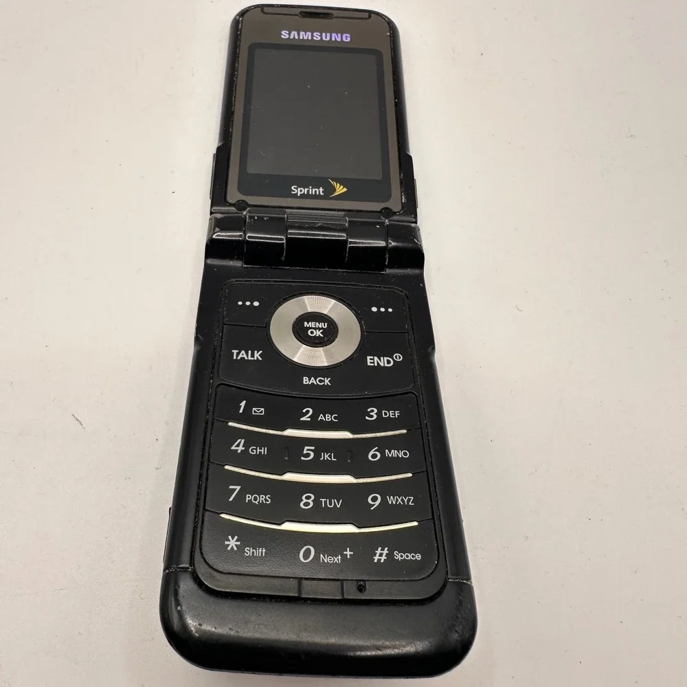 Vintage Samsung Sprint Flip Phone Black Mobile Blade SPH-A900M no battery